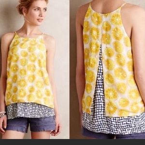 ✨RARE✨Anthropologie Lemon Print Swing Tank